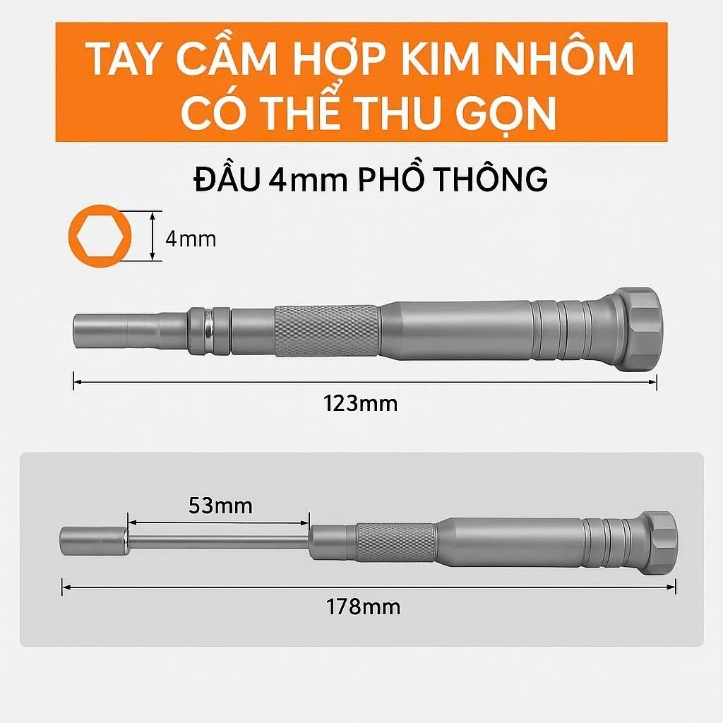 Bộ Vít Và Đầu Vít Nhỏ 4mm Sửa Chữa Thiết Bị Bằng Thép S2 Cứng Sửa Chửa Điện Thoại, Thiết Bị Điện Tử